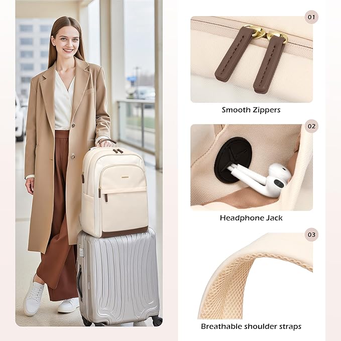 Laptop Backpack for Women Travel Carry On Bag Weekender Business Multilayer - Image 4