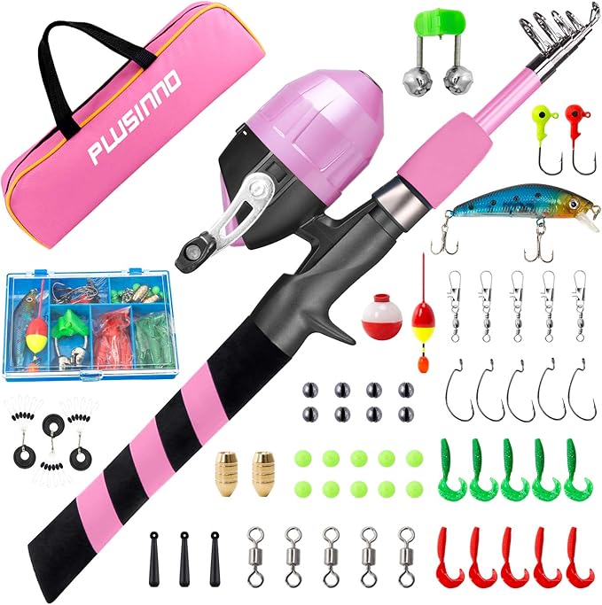 PLUSINNO Kids Fishing Pole, Portable Telescopic Fishing Rod and Reel Combo Kit - - Image 2