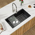 33 Inch Black Granite Composite Kitchen Sink Workstations Black Quartz - Image 4