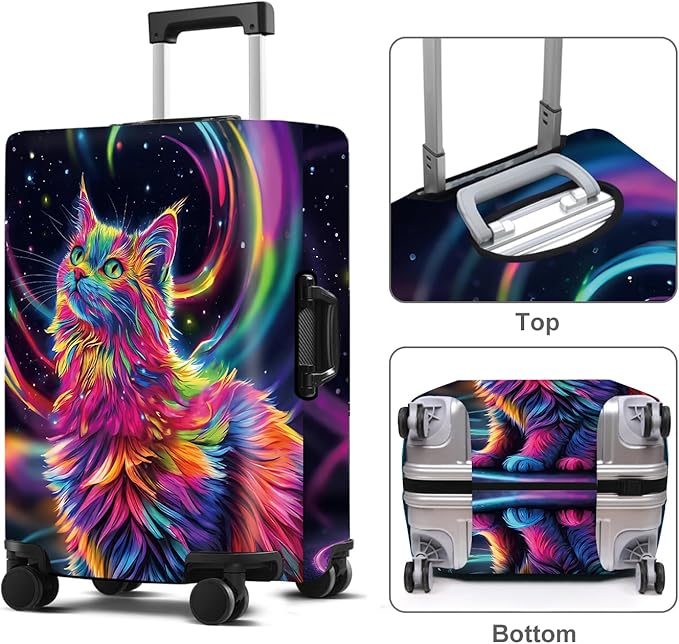 Cat Luggage Cover Washable Suitcase Protector Anti-Scratch, Stretchable Fit - Image 2