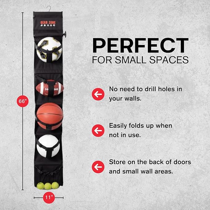 Hanging Sports Equipment Organizer | Multi-Purpose | Garage Sports Ball Storage - Image 3