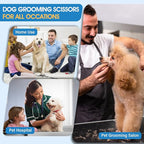JASON Professional Dog Grooming Scissors Set - 6 in 1 Sharp Shears Set With 7" Thinning, Chunker, Straight, Curved Shears and Comb for Cat Pet, Rosegold