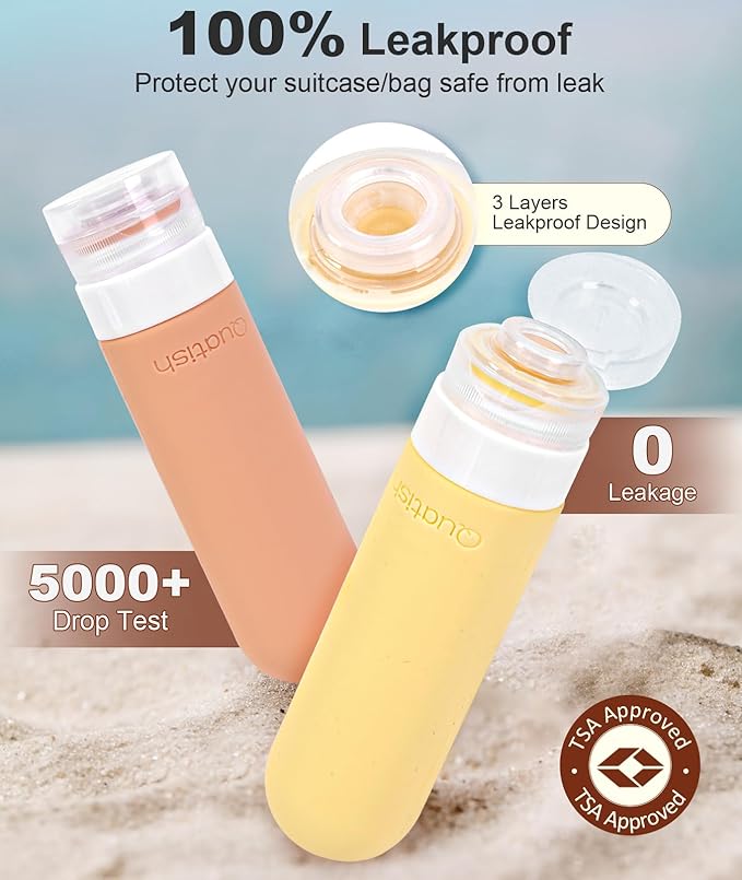 Quatish Travel Bottles for Toiletries, Original Patented Leak Proof Travel Size - Image 2