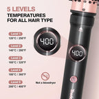 Thermal Brush Set, 3-in-1 Non-Blowing Heated Round Brush with Adjustable Temp, Fast Heating Titanium Ceramic, Dual Voltage, Hair Curling Iron with Detachable Barrels (1.18/1.5/1.77")
