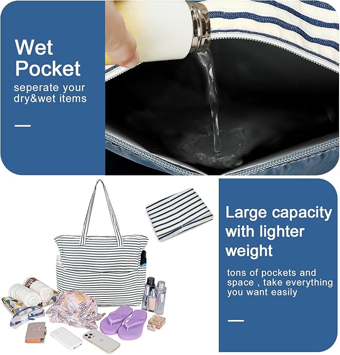 Beach Pool Bags Tote for Women Ladies Large Gym Tote Carry On Bag - Image 5