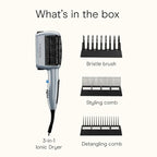 Conair 3-in-1 Styling Hair Dryer, 1875W Blow Dryer with 3 Styling Attachments to Detangle, Straighten, and Volumize, Ionic Technology, Dual Voltage