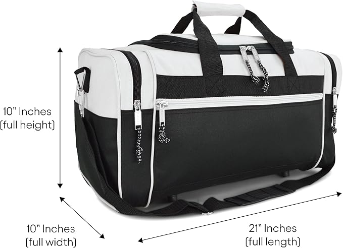 DALIX 21" Sports Duffle Bag Gym Travel Pack in White - Image 5