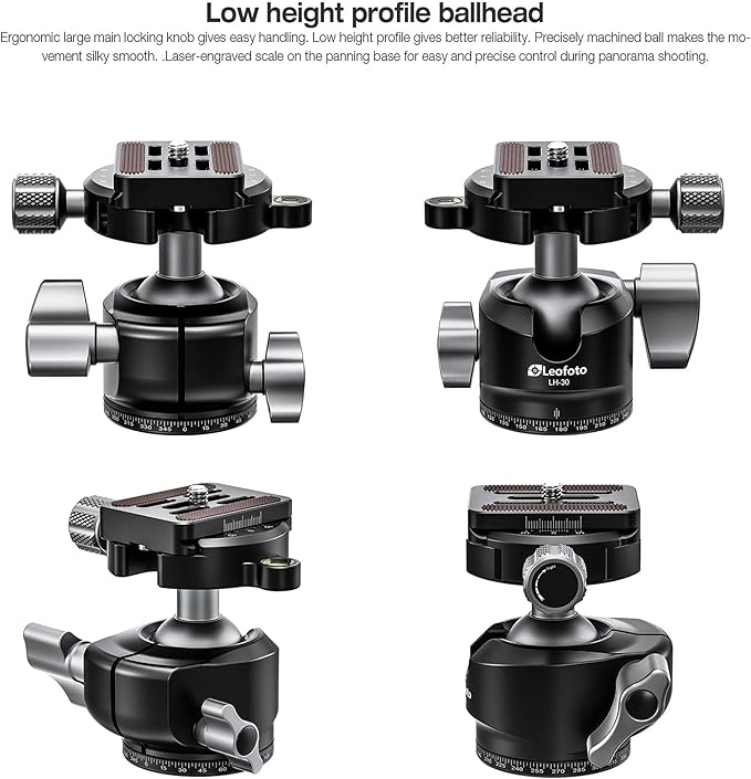 Leofoto Professional Camera Tripod, 4 Leg Sections, 360° Ball Head, Max Load - Image 2