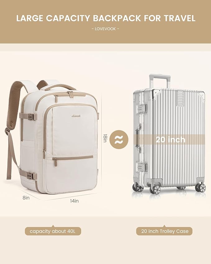 LOVEVOOK Travel Backpack for Women & Men, 40L Large Carry On Backpack Airline - Image 3