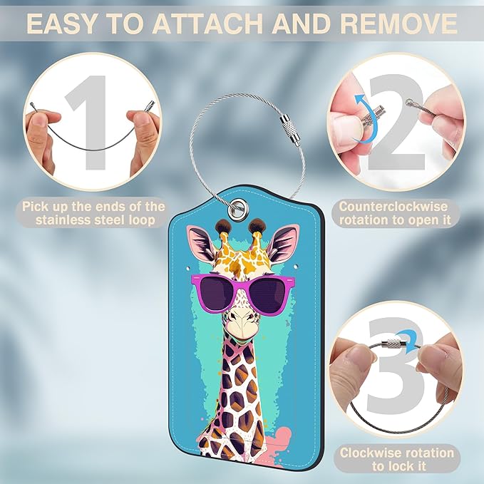 2 Pcs Giraffe in Sunglasses Luggage Tags - Image 4