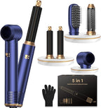 5 in 1 Hair Dryer Brush Set,Professional Negative Ionic Hot Air Styler, Air Curling Wrap Styler,Detachable Blow Dryer Brush With Auto Wrap Curlers,Hair Styling Tools For Straight/Curl/Drying/Smoothing