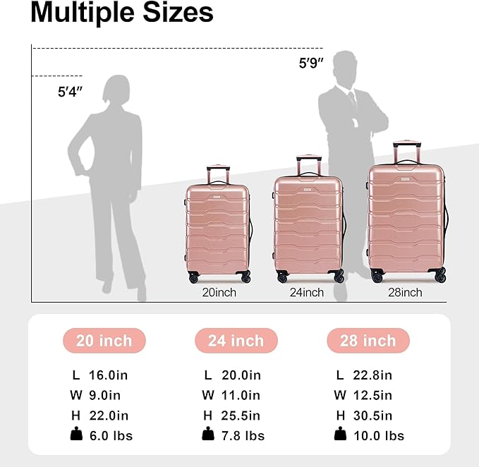 Luggage Set 3 Piece, PC+ABS Lightweight Suitcase Sets - Image 6
