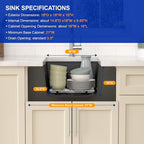 Dcolora 18 In. Wet Bar Sink Granite Composite Undermount Kitchen Sink Black - Image 6
