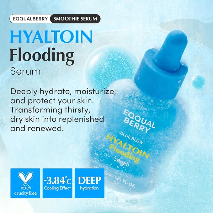 EQQUALBERRY Hyaltoin Flooding Smoothie Serum – Deep Hydrating Korean Skin Care with 11 Hyaluronic Acids, Ectoine & Glacier Water, Barrier-Strengthening with 5 Ceramides, Fresh Glow (1.01oz / 30ml)