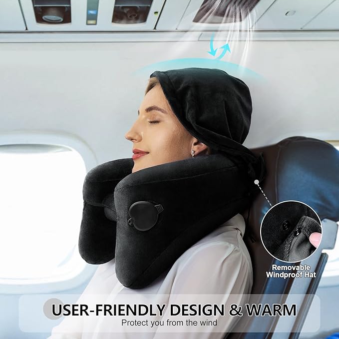 Neck Pillow for Travel Inflatable Airplane Pillow Comfortably Supports Head - Image 4