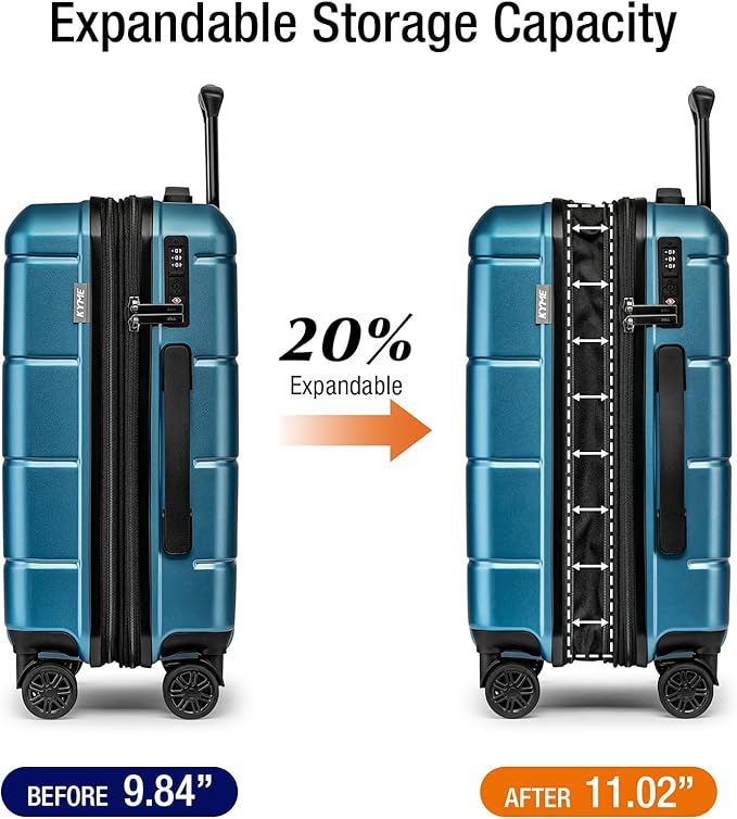 KYME Hardside Expandable Carry On Luggage 22x14x9 Airline Approved 20 Inch - Image 2