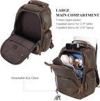 TIDING Vintage Full Grain Leather 16 Inch Laptop Backpack - Image 4