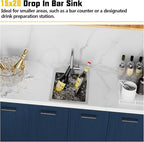 Small Kitchen Sink, 15x20 Inch Bar Sink Stainless Steel Drop In Small Kitchen - Image 2