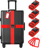 8 Pack Luggage Straps and Tags Set, Luggage Straps by Gostwo