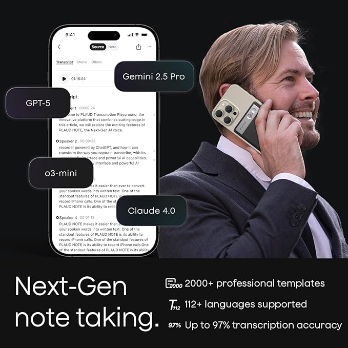 AI Voice Recorder, Note Voice Recorder w/Case, App Control, Transcribe & - Image 3