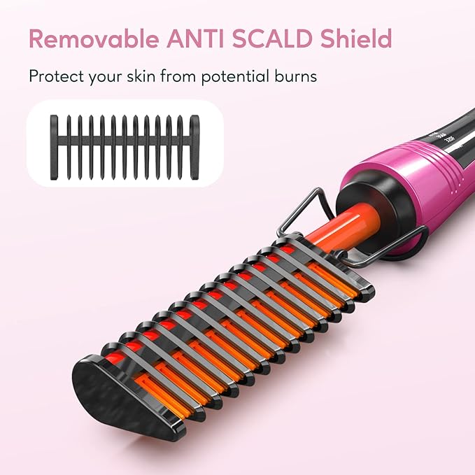 Hot Comb Electric by Terviiix, Pressing Combs for Natural Black Hair, Wigs & Beard, Anti-Scald Straightening Comb with Keratin & Argan Oil Infused Teeth, Temperatures Adjustable, 60 Min Auto Shut Off
