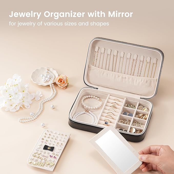 Lolalet Travel Jewelry Case for Women, Travel Jewelry Organizer Box - Image 2