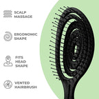 Ninabella Detangling Hair Brush for Women & Men - Does not Pull - Straightening Brushes for Straight, Curly & Wet Hair - Vented Unique Spiral Hairbrush - Berry