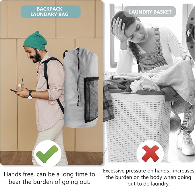 Laundry Bag Backpack, Extra Large Travel Laundry Bag - Image 5