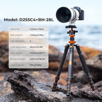 K&F Concept 68" Carbon Fiber Camera Tripod, Compact Tripods - Image 2