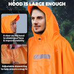 ANYOO Hooded Rain Poncho for Adults Waterproof Lightweight Rain Coat for Men - Image 5