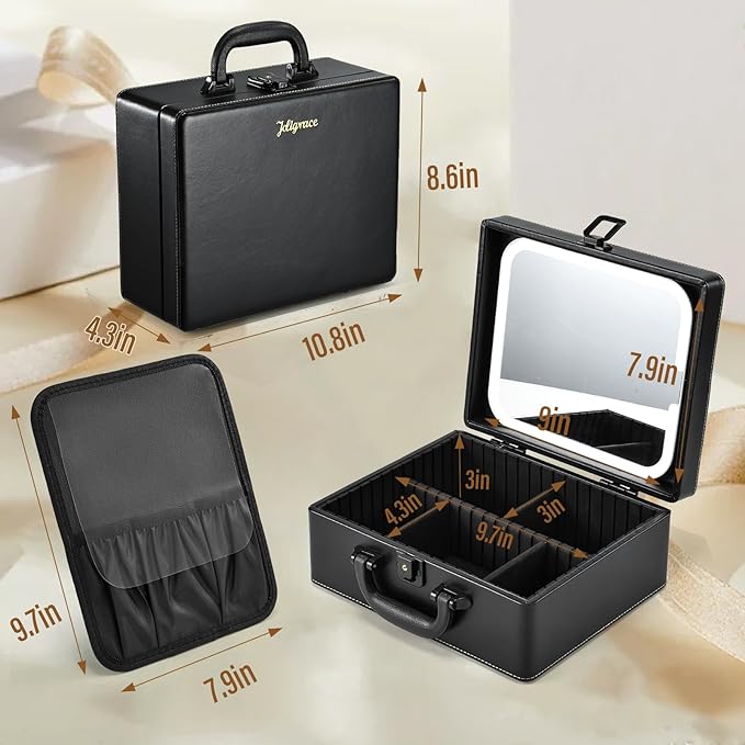 Joligrace Makeup Box with Detachable Lighted Mirror, Travel Train Case - Image 6