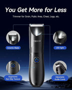 Manscape Trimmer for Men - No Nicks Electric Razor-Shaver for Balls/Pubic/Groin/Legs/Chest Hair Removal w/Light & Ceramic Blade, IPX7 Waterproof Body Groomer USB-C Charging, Gifts for Him Dad