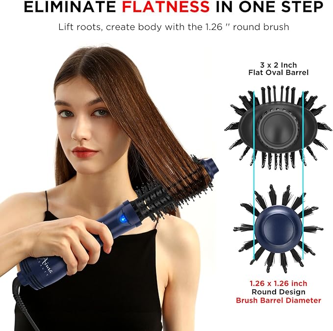 Hair Dryer Brush, Aima Beauty 4-in-1 Upgrade Hot Air Straightener Curler Function for Women, Hair Styling Tools, Prussian Blue-Round