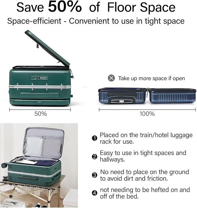 Hanke Top Opening Carry On Luggage, 20 Inch Zipperless Aluminum Frame Wide - Image 8