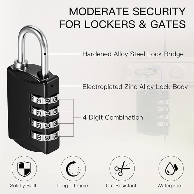 Moxweyeni 10 Pcs 4 Digit Combination Lock Small Combo Luggage Number Locks - Image 3