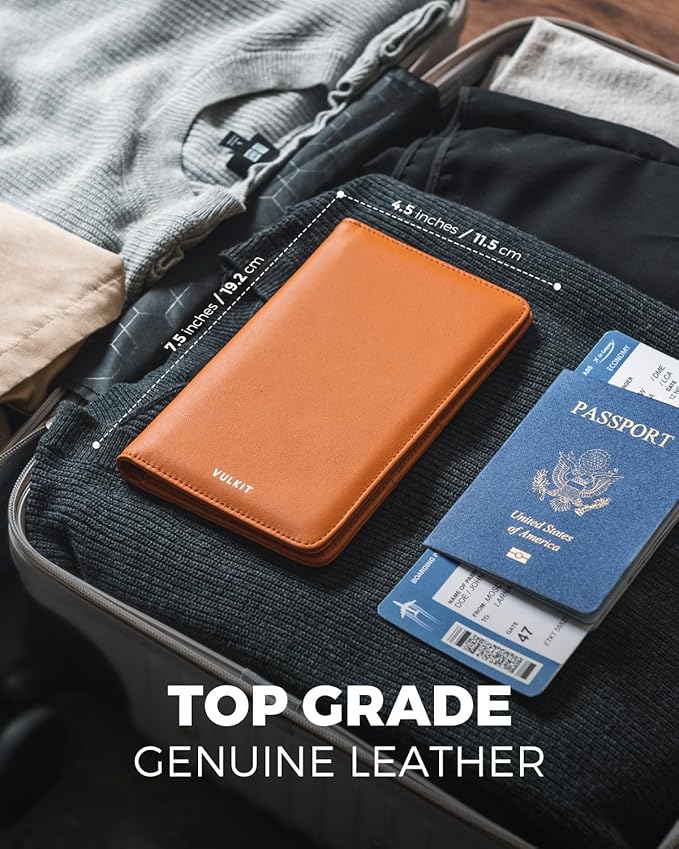 VULKIT Passport Holder Wallet RFID Blocking Travel Wallet - Image 4