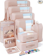 Veken 10 Set Packing Cubes for Travel, Beach Vacation Essentials Accessories by Veken