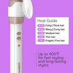 Conair Double Ceramic 3 Barrel Curling Iron, Triple Barrel Waver Hair Tool Creates Deep, Continuous Waves, Hair Curler for All Hair Lengths, White/Rose Gold