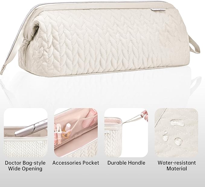 Shark Flex Style Case for Dyson Airwrap Hair Dryer Brush Revlon Hair Tools Travel Bag Carrying Case Flat Curling Iron Organizer (Beige)