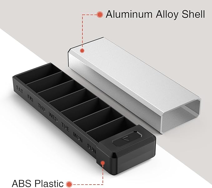 HEIYING Pill Organizer with Aluminum Shell - Image 2