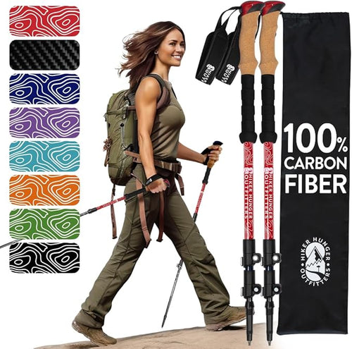 100% Carbon Fiber Trekking Poles by USA Brand by HikerHungerOutfitters