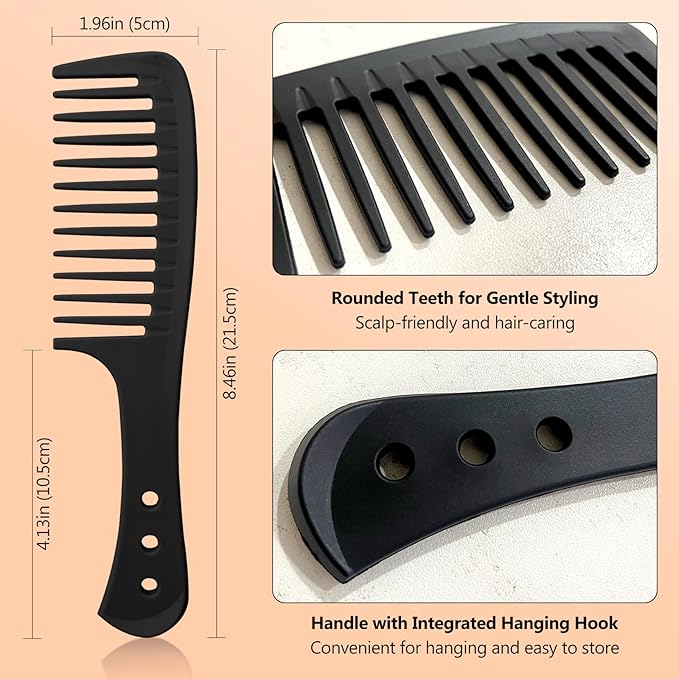Set of 2 Professional Styling Combs – Versatile Pink and Classic Black Hairdresser's Tools for Precision Styling & Sectioning