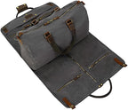 2 in 1 Canvas Leather Suit Luggage Garment Bag by CRUITBILI