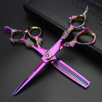 5.5/6 /7 Inch Purple Dragon Knight Professional Japanese Hair Scissors Barber Scissors Set (5.5 inch 2pc)
