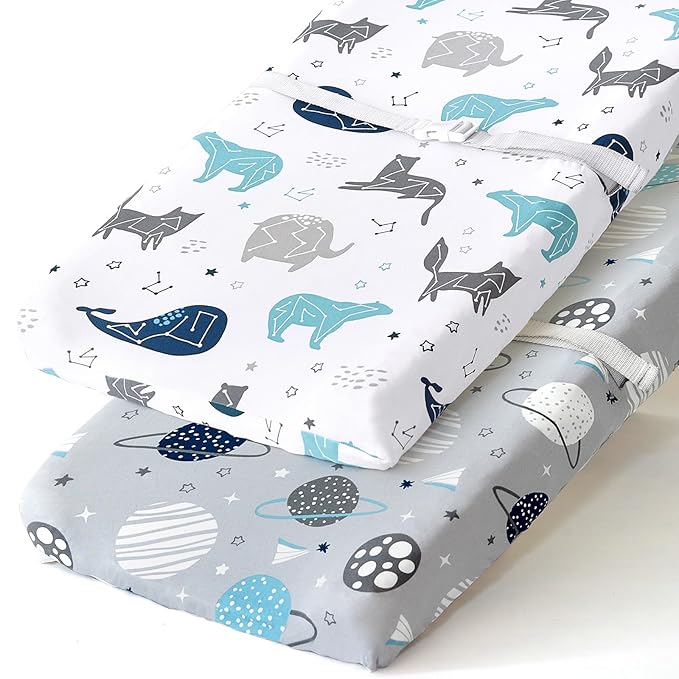 BROLEX Changing Pad Covers for Baby: Boy Girls Ultra Stretchy Soft 2 Pack Space by BROLEX