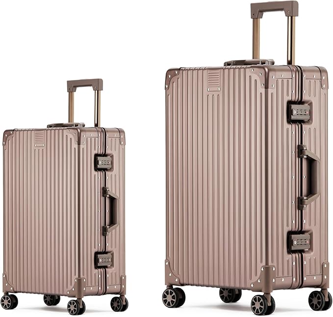 Metal All Aluminum Carry-on Luggage TSA Customs Lock Zipperless Silent Rotary by XZSP+AISU