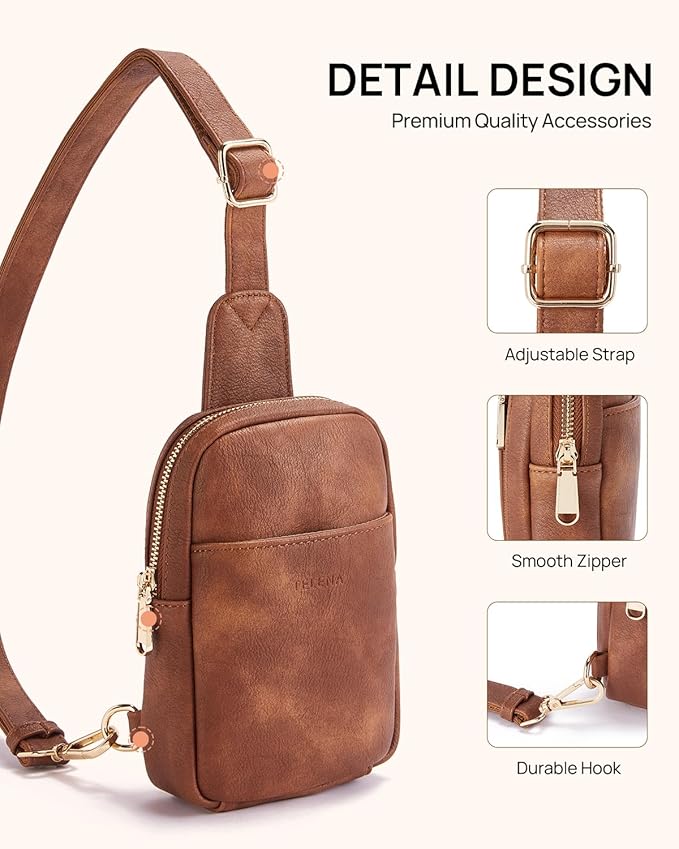 Telena Small Sling Bag for Women Leather Crossbody Fanny Packs Chest Bag for - Image 5
