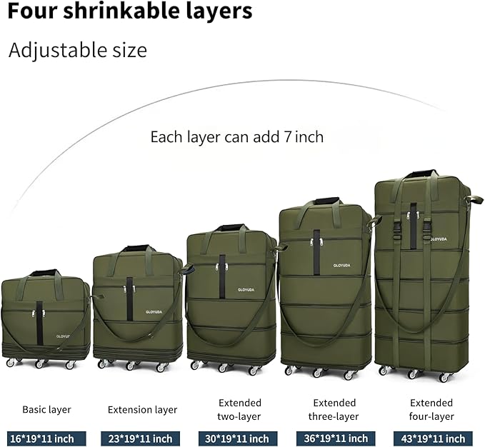 Expandable Foldable Luggage, Rolling Duffle Bag - Image 2