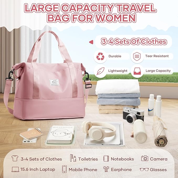 Travel Duffel Bag, Sports Tote Gym Bag, Shoulder Weekender Overnight Bag - Image 5