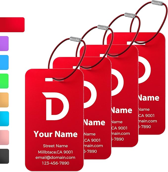 Personalized Luggage Tags, Custom Luggage Tags 4 Pack TSA Approved Double Sided by Unknown